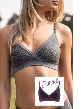 Nomads Hemp Wear Sadia Bra, Triangle Bralette Purple Melange & Arabic Print XS-S